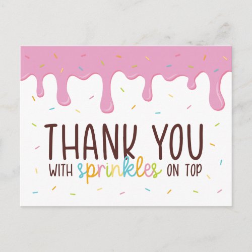 Colorful Sprinkles Donut Thank You Postcard
