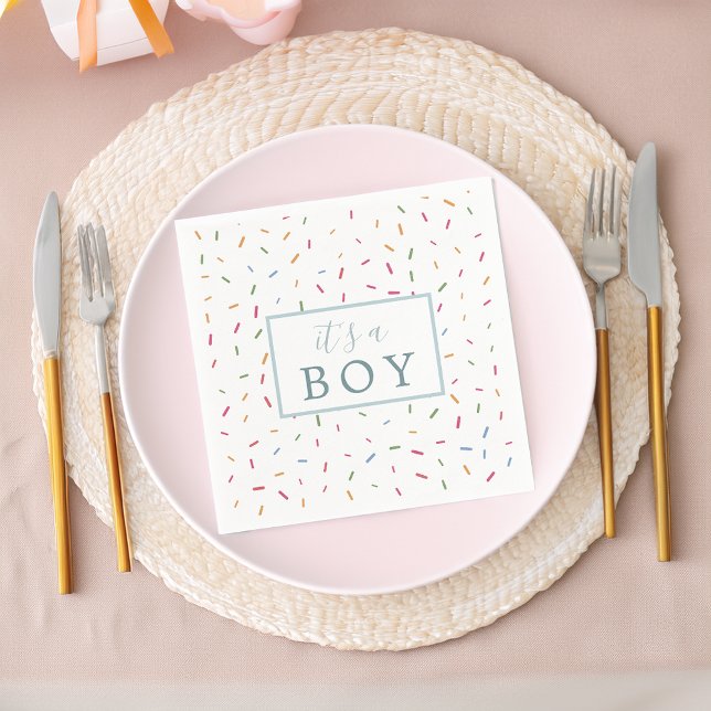 Colorful Sprinkles It's A Boy Baby Shower Paper Napkins (Colorful Sprinkles It's A Boy Baby Shower Paper Napkins)