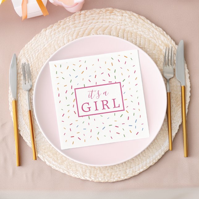 Colorful Sprinkles It's A Girl Baby Shower Paper Napkins (Colorful Sprinkles It's A Girl Baby Shower Paper Napkins)