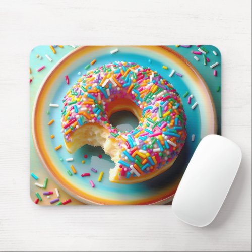 Colorful Sprinkles On A Donut Mouse Pad