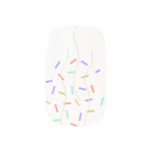 Colorful Sprinkles on White background Minx Nail Art