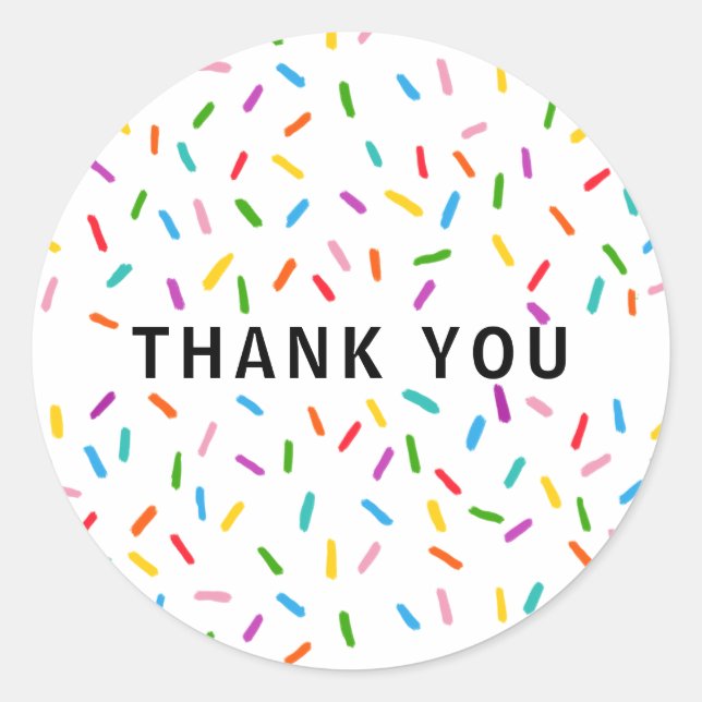 Colorful sprinkles THANK YOU Classic Round Sticker (Front)