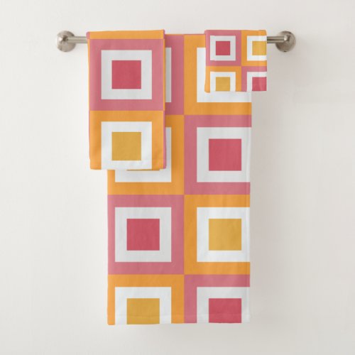 Colorful Square Geometric Pattern  Bath Towel Set