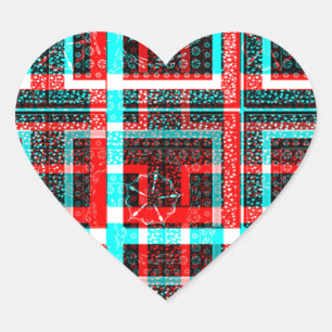 Colorful Square Maze Geometrical Checkered Pattern Heart Sticker