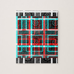 Colorful Square Maze Geometrical Checkered Pattern Jigsaw Puzzle