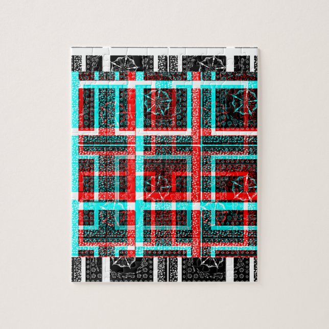 Colorful Square Maze Geometrical Checkered Pattern Jigsaw Puzzle (Vertical)
