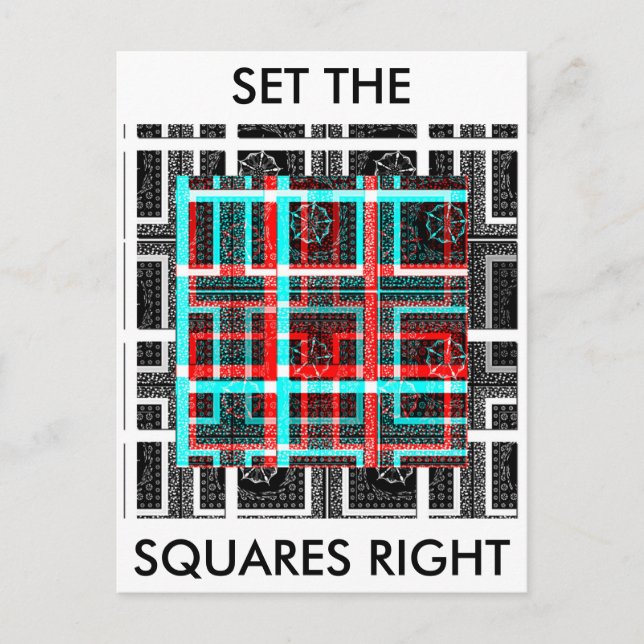 Colorful Square Maze Geometrical Checkered Pattern Postcard (Front)