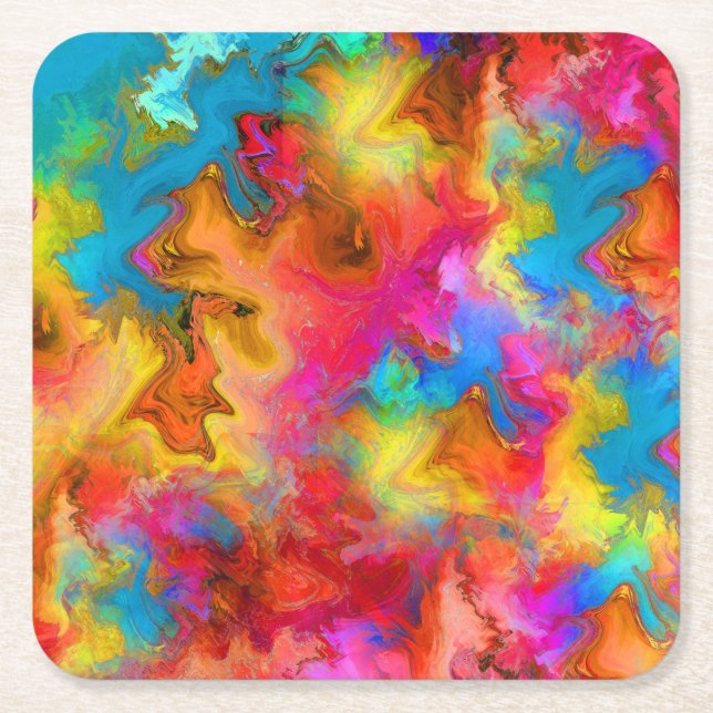 colorful square paper coaster (Front)