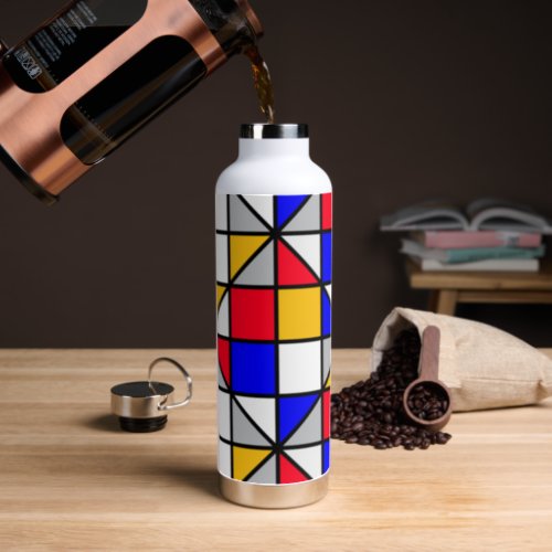 Colorful Square Pattern Water Bottle