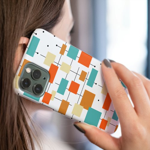 Colorful Squares and Lines Mid_century Pattern Case_Mate iPhone 14 Case
