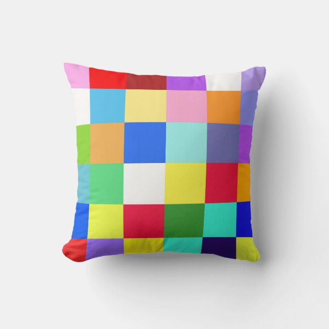 Colorful squares checks throw pillow (Front)