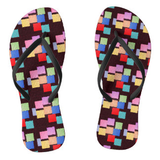 Colorful Squares Flip Flops