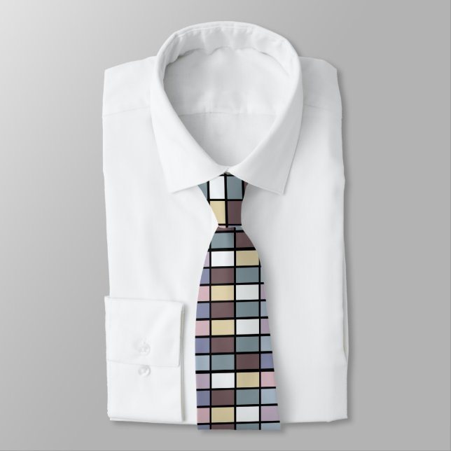 Colorful Squares Geometric  Neck Tie (Tied)