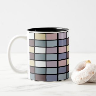 Colorful Squares Geometric  Two-Tone Coffee Mug