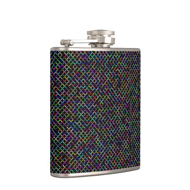 colorful squares geometric unique vibrant pattern flask (Right)