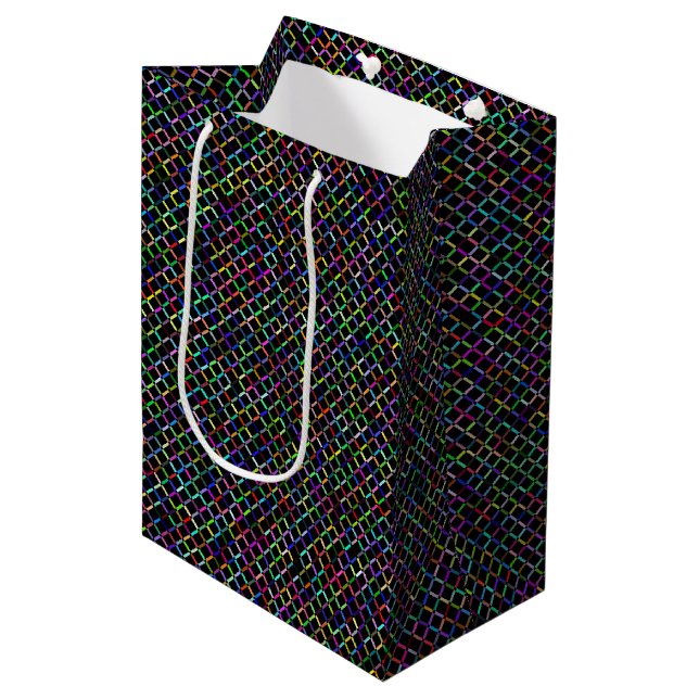 colorful squares geometric unique vibrant pattern medium gift bag (Front Angled)
