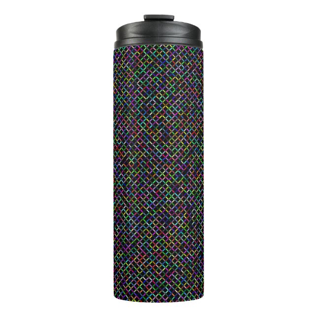 colorful squares geometric unique vibrant pattern thermal tumbler (Front)