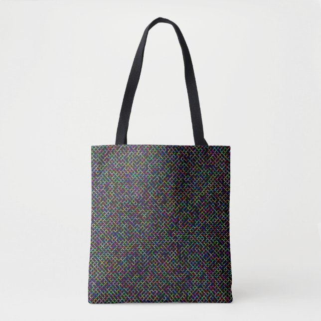 colorful squares geometric unique vibrant pattern tote bag (Front)