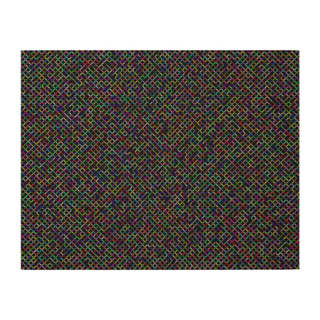 colorful squares geometric unique vibrant pattern wood wall art (Front)