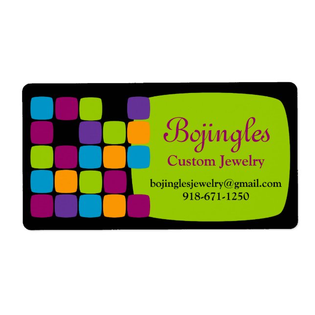 Colorful Squares Green Shipping Labels (Front)