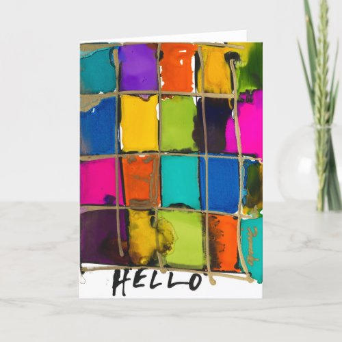 Colorful Squares Lovitude Blank Note Card