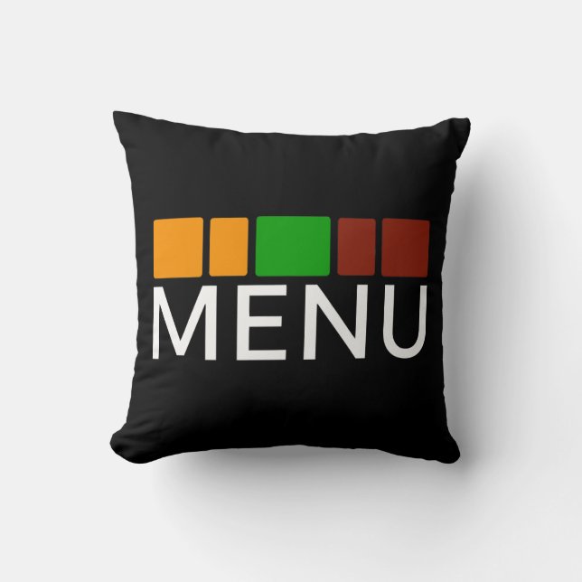 Colorful Squares Menu Text Graphic Throw Pillow (Front)
