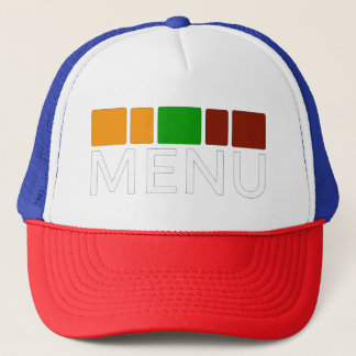 Colorful Squares Menu Text Graphic Trucker Hat
