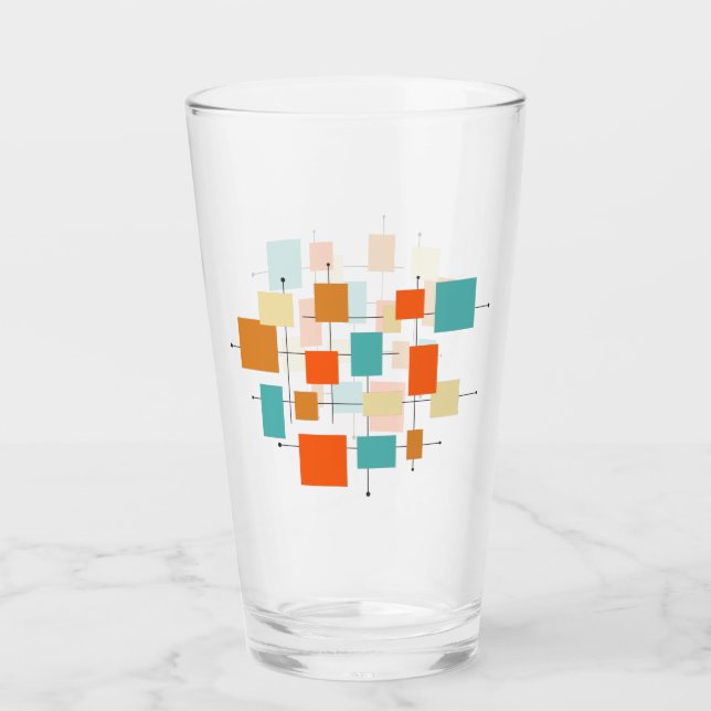Colorful Squares Mid-century Retro Squares Glass (Front)