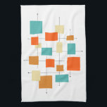 Colorful Squares Mid Century Retro Squares Kitchen Towel<br><div class="desc">Add a pop of color to your kitchen with this adorable mid century retro kitchen towel. It features the bright and bold colors turquoise,  cream,  and two shades of orange. This will brighten up your kitchen decor!</div>