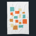 Colorful Squares Mid Century Retro Squares Kitchen Towel<br><div class="desc">Add a pop of color to your kitchen with this adorable mid century retro kitchen towel. It features the bright and bold colors turquoise,  cream,  and two shades of orange. This will brighten up your kitchen decor!</div>