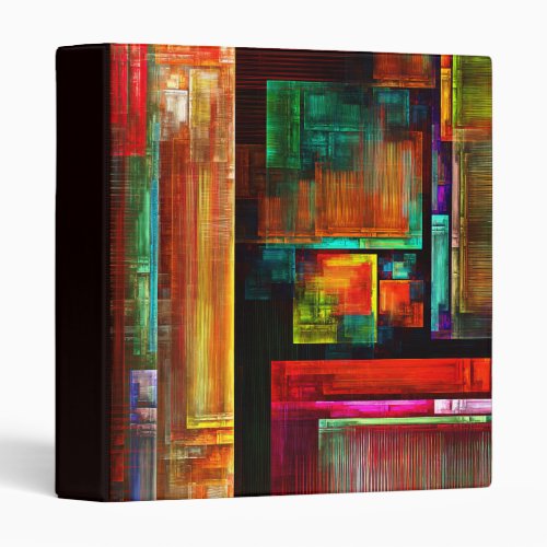 Colorful Squares Modern Abstract Art Pattern 04 3 Ring Binder