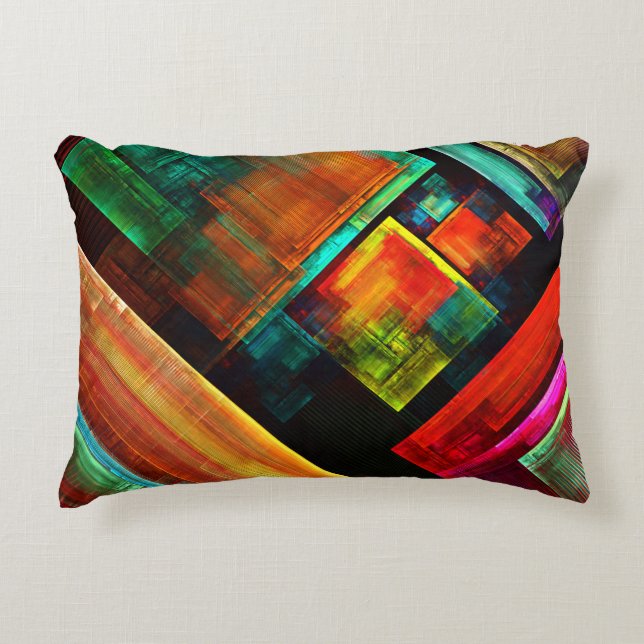 Colorful Squares Modern Abstract Art Pattern #04 Accent Pillow (Front)