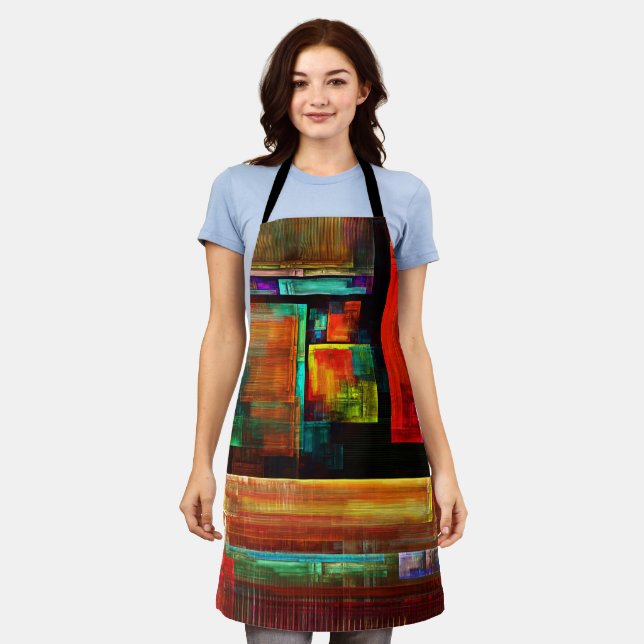 Colorful Squares Modern Abstract Art Pattern #04 Apron (Worn)