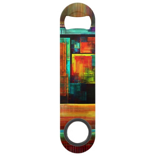 Colorful Squares Modern Abstract Art Pattern 04 Bar Key