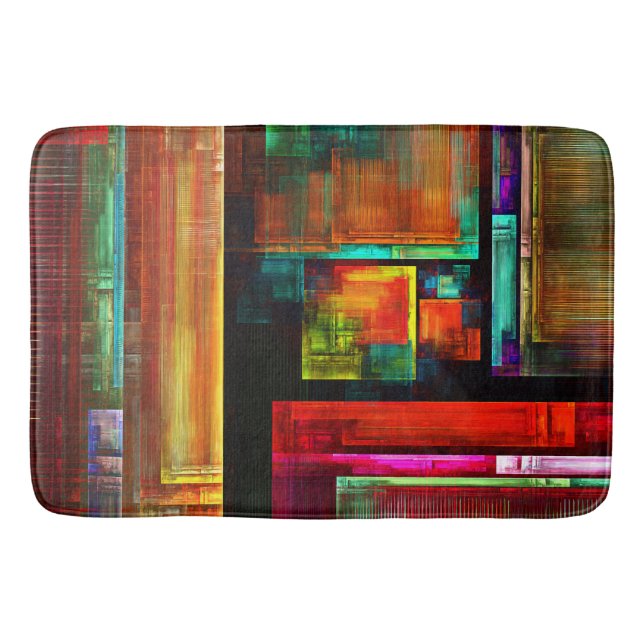 Colorful Squares Modern Abstract Art Pattern #04 Bath Mat (Front)