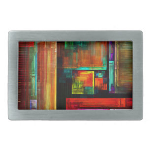 Colorful Squares Modern Abstract Art Pattern #04 Belt Buckle