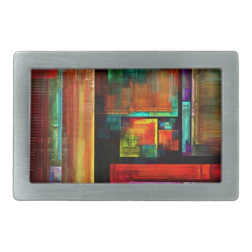 Colorful Squares Modern Abstract Art Pattern 04 Belt Buckle