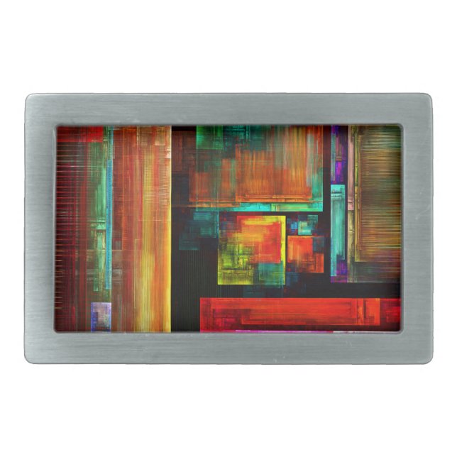 Colorful Squares Modern Abstract Art Pattern #04 Belt Buckle (Front)