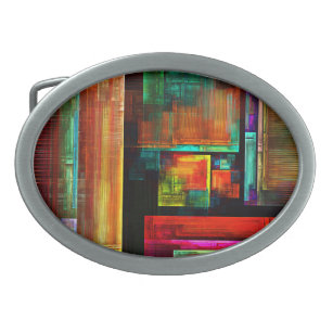 Colorful Squares Modern Abstract Art Pattern #04 Belt Buckle