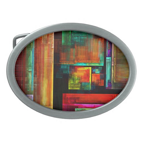 Colorful Squares Modern Abstract Art Pattern 04 Belt Buckle