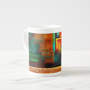 Colorful Squares Modern Abstract Art Pattern #04 Bone China Mug