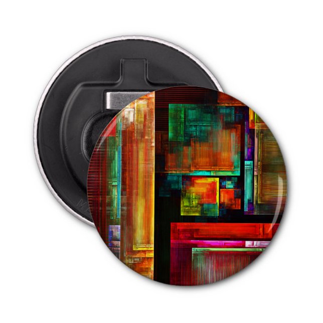 Colorful Squares Modern Abstract Art Pattern #04 Bottle Opener (Front)