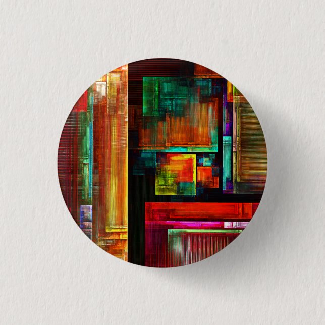 Colorful Squares Modern Abstract Art Pattern #04 Button (Front)