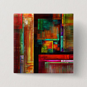 Colorful Squares Modern Abstract Art Pattern #04 Button