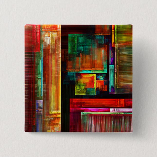 Colorful Squares Modern Abstract Art Pattern #04 Button (Front)