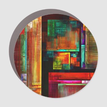 Colorful Squares Modern Abstract Art Pattern #04 Car Magnet by OniArts at Zazzle