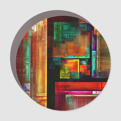 Colorful Squares Modern Abstract Art Pattern 04 Car Magnet