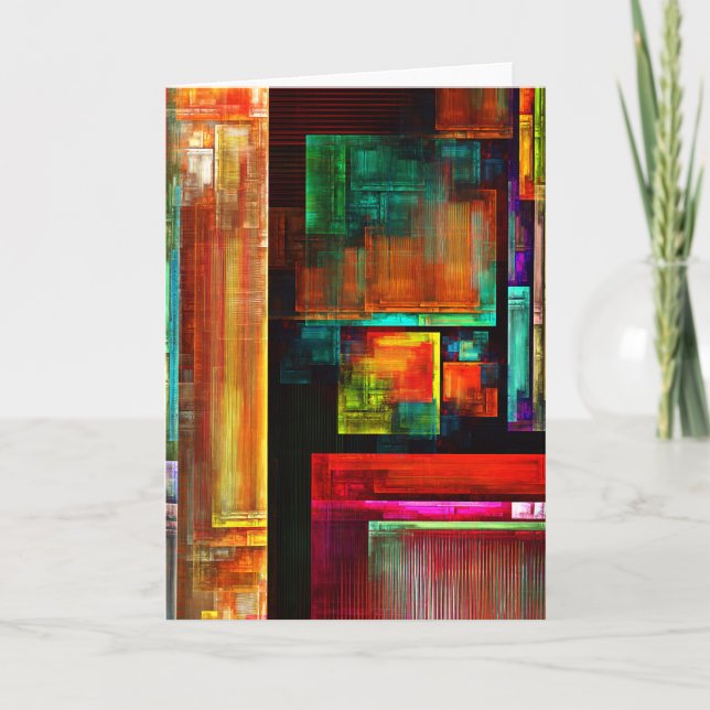 Colorful Squares Modern Abstract Art Pattern #04 Card (Front)