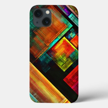 Colorful Squares Modern Abstract Art Pattern #04 Iphone 13 Case by OniArts at Zazzle