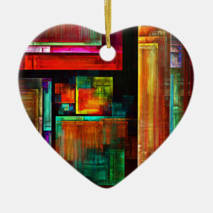 Colorful Squares Modern Abstract Art Pattern #04 Ceramic Ornament